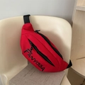 Marsupio sportivo rosso in tela con logo Fanyissa nero e tracolla regolabile - Senza Ciondolo / Rosso