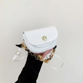 Sacoche selle blanche avec boucle dorée et bandoulière décorée d'un foulard en soie - Blanc