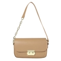 Khaki rechteckige Umhängetasche mit goldener Schließe und Kettenriemen im minimalistischen Stil - Khaki