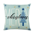 Hellblauer Weihnachts-Kissenbezug mit Tannenbaum-Motiv und Merry Christmas Aufdruck - Blauer Weihnachtsbaum Text (JYM354-2)
