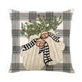 Christmas pillowcase featuring knitted mittens and bells on a gray and white plaid pattern - Mittens and Bells Pattern (JYM347-2) / 45x45CM (No Core)