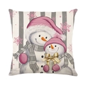Nordic Christmas snowman pillowcase with pink snowflake pattern on textured polyester fabric - Cartoon Snowman Pattern (JYM365-1) / 45x45CM (No Core)