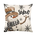 Christmas snowman pillow case with snow print on textured linen fabric - Snowman Pattern (JYM347-4) / 45x45CM (No Core)