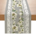 Polyester table runner with lily flower print and grey floral line patterns - Realistic Lily (ZQ12-2)
