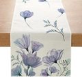 American style floral table runner with purple watercolor flowers on cream fabric - Pale Purple Watercolor Floral (ZQ12-3)