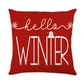 Rode kerstkussensloop met Hello Winter tekst en sneeuwpop patroon voor de feestdagen - 45*45cm (Zonder kussenvulling) / hello WINTER stijl (JYM367-2)
