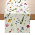 Polyester table runner featuring watercolor botanical floral patterns for home decor - Watercolor Botanical (ZQ12-4)
