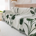 Copridivano in ciniglia con motivi di tulipani verde scuro e nappe decorative - 180*180CM / Tulipano Verde