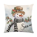 Christmas cushion cover with a snowman, snowflakes and pine needles on white background - 45x45cm / Hat Snowman Snow Style (JYM374-3)
