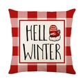 Federa natalizia a quadri rossi e bianchi con scritta Hello Winter e illustrazione di guanti - 45x45cm / Hello Winter Guanto Quadri Buffalo