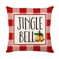 Fodera per cuscino natalizio a quadri rossi e bianchi con stampa Jingle Bell - 45x45cm / Jingle Bells Quadri Buffalo
