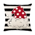 Funda de cojín navideña con rayas blancas y negras y gorro de Papá Noel a lunares - Estilo de Gorro de Navidad a Rayas Blancas y Negras (JYM380-1)