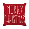 Funda de cojín navideña roja con estampado blanco Merry Christmas sobre fondo blanco - Estilo MERRY CHRISTMAS sobre Fondo Rojo (JYM380-2)