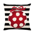 Funda de cojín navideña con rayas negras blancas y estampado de bola de Navidad - Estilo de Bola de Navidad a Rayas Blancas y Negras (JYM380-4)