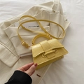 Bright yellow crocodile pattern mini crossbody bag with top handle and stylish flap closure - Yellow