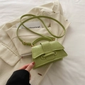 Light green crocodile texture mini crossbody bag with metal ring and top handle - Green
