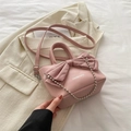 Sac bandoulière rose avec nœud, chaîne amovible et bandoulière réglable pour femme - Rose