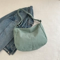 Light green corduroy crossbody tote bag with adjustable strap and textured finish - Light Green