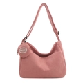 Pink corduroy large tote bag for women with matching mini round coin purse detail - Pink