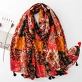 Bohemian-Schal mit Paisley-Muster, Fransen und ethnischen Vintage-Motiven für Damen - 180*85CM / Retro-Ethno-Druck (SL2402-003)