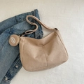 Khaki corduroy dumpling crossbody bag with matching round coin purse set - Khaki