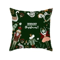 Dark green Christmas pillow case featuring Nutcracker and Swan illustrations with Merry Christmas text - Dark Green Illustration Mix (TPR486-5)