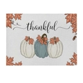 Tovaglietta autunnale con zucche blu e bianche, scritta thankful e foglie di acero - Motivo Zucche Blu Bianco (CD097-1) / 32*21cm-Cotone Lino