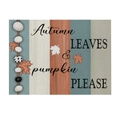 Tovaglietta impermeabile con design autunnale di zucca e foglia su fondo a strisce - Slogan Zucca Foglie d'Autunno (CD097-2) / 32*21cm-Cotone Lino