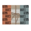 Waterproof autumn harvest placemat featuring brick orange and blue grey color blocks - Autumn Harvest Tri-color (CD097-6)