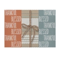Waterproof tricolor fabric placemat with Thankful Blessed print and knot design - Thankful Blessed Patchwork (CD097-7)