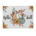 Waterproof burlap placemat featuring Hello Fall lettering with pumpkins and sunflowers - Hello Fall Sunflower Pumpkin (CD097-9)