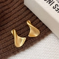 Modern matte gold twisted irregular stud earrings featuring fluid minimalist design - Matte Gold