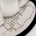 Natural freshwater pearl necklace with gold flower OT buckle and multicolored drop pearls - Natural Freshwater Pearl Rose OT Buckle Necklace
