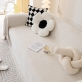 Cream chenille sofa cover with thick waffle texture and elegant fringe details - 180*180CM / Beige