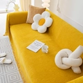 Chenille bright yellow sofa cover with decorative fringes and woven texture finish - 180*180CM / Orange