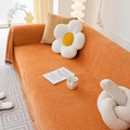 Orange chenille sofa cover with fringe texture for protective furniture decoration - 180*180CM / Orange