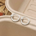 Minimalist silver knot hoop earrings made of S925 sterling silver in a beige jewelry box - Matte Knot Design Hoop (A-491)