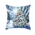 Peach skin square pillowcase featuring a festive Christmas tree in a snowy forest design - 45*45cm (Insert Not Included) / Glow Christmas Tree in Forest (TPR489-6)