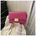 Chic rose pink square shoulder bag with gold chain strap and metallic square lock clasp - Rose Pink