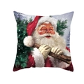 Peach skin fabric square pillowcase featuring an oil-painted Christmas Santa design - 45*45cm (Insert Not Included) / Santa Claus and Pine Branches (TPR489-16)