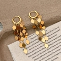 Elegante goldene lange Rauten-Pailletten-Ohrhänger mit stilvollem Creolen-Verschluss - Gold (A-411-Gold)