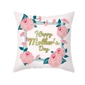 Pink polka dot Mother's Day pillowcase with floral Happy Mother's Day print - 45x45cm Pillowcase Only / Mint Green Pink Festive Style (TPR276-27)