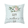 Mint green chevron Mother's Day pillow case with floral Happy Mother's Day print - 45x45cm Pillowcase Only / Mint Green Chevron Floral Style (TPR276-28)