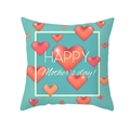 Teal Mother's Day peach skin pillowcase with 3D red hearts and festive greetings - 45x45cm Pillowcase Only / Cyan Blue 3D Heart Greeting Style (TPR276-11)