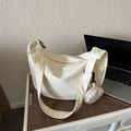 Off-white canvas hobo bag with wide shoulder strap and matching mini coin purse - No Pendant / White