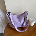 Lavender purple large capacity canvas crossbody bag with matching round coin purse pendant - No Pendant / Purple