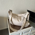 Beige corduroy crossbody bag with matching round pendant pouch and adjustable strap - No Pendant / Khaki