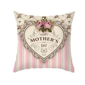 Pink striped Mother's Day pillow case with floral heart and Happy Mother's Day text - 45x45cm Pillowcase Only / Beige Floral Pink and White Stripes Style (TPR276-7)