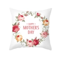 Square peach skin pillow case with floral wreath and Happy Mother's Day print - 45x45cm Pillowcase Only / White Base Watercolor Rose Wreath Style (TPR276-19)
