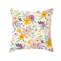 Peach skin fabric square pillowcase with vibrant yellow and pink floral patterns - 45x45cm Pillowcase Only / Fresh All-over Floral Style (TPR276-4)